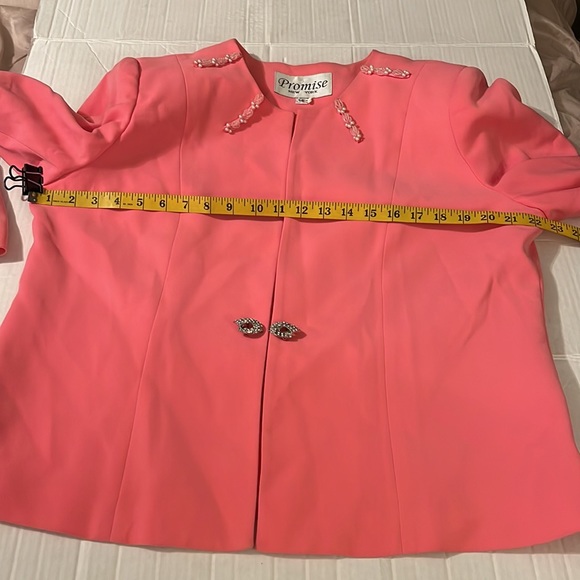 ♻️ Promise New York Pink White Beaded Blazer size 14 - Picture 8 of 10